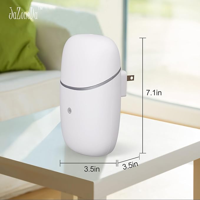 Plug-in Waterless Diffuser for Essential Oil, Silent Wall Aromatherapy Diffuser for Home and Bedroom, 322 sq ft, 0.34 oz Bottle, 12-Hour Timer