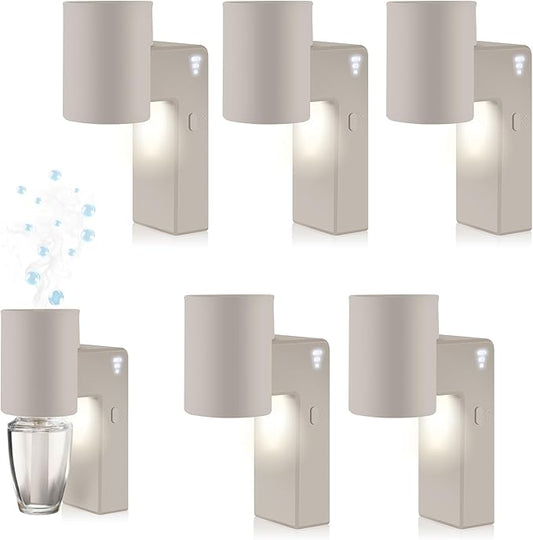 6 Pcs Wall Fragrance Plug in with Night Light Compatible with Bath and Body Works Wallflowers, with 3-Speed Adjustable Fragrance Essential Oil Diffuser for Home, Khaki