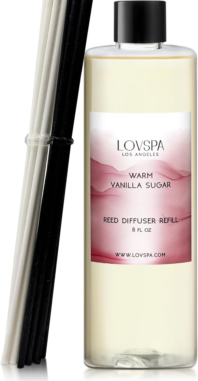 Warm Vanilla Sugar Diffuser Oil - Essential Oils for Diffuser Refill & Air Freshener Room Spray - Long-Lasting & Natural Home Fragrance, Scented Oil for Diffusers, USA Made, 8 oz