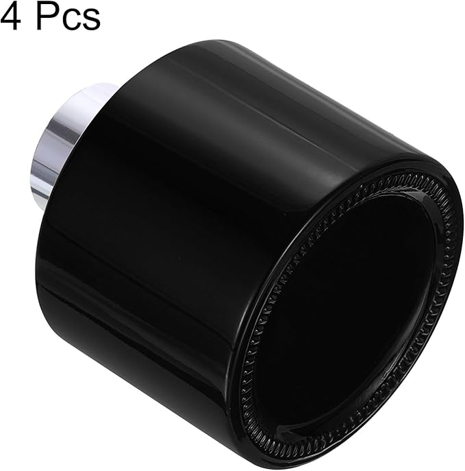 HARFINGTON 4pcs Empty Glass Diffuser Bottle 140ml/4.7oz Refillable Fragrance Accessories Aromatherapy Jar Container for Replacement Reed Diffuser DIY Home Bathroom Black with Silver Tone Cap