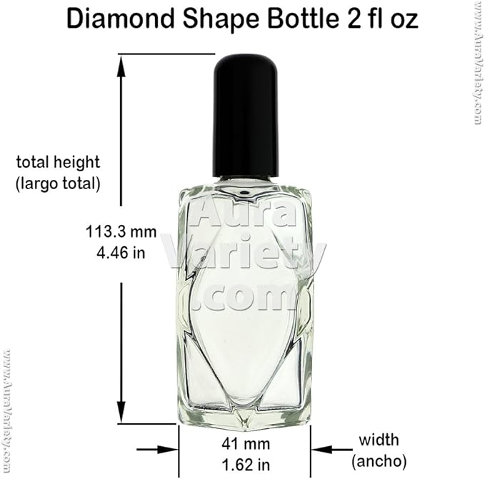 72-PIECE DIAMOND CUT 2 OZ 60ML EMPTY REFILLABLE CLEAR GLASS BOTTLES (Perfume, Essential Oils, Aromatherapy, Travel Kit)