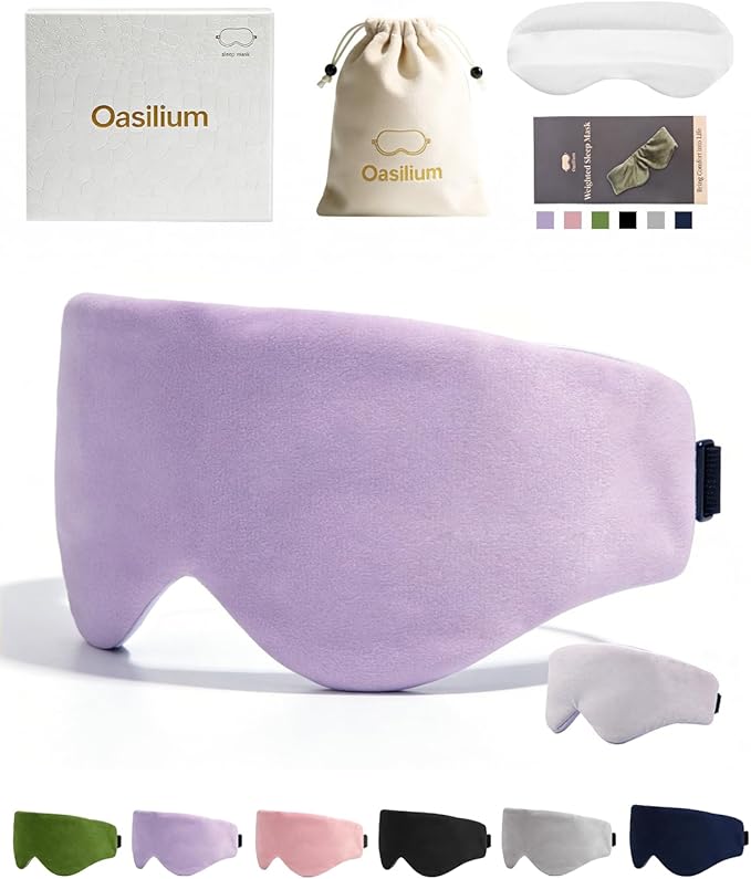 Lyocell Weighted Sleep Eye Mask for Women Men, 7oz & 5.3oz, Removable Washable Weighted Bag, Light Blocking Eye Cover, Soft Eye Shade for Travel Essentials, Office Naps, Gift,Purple
