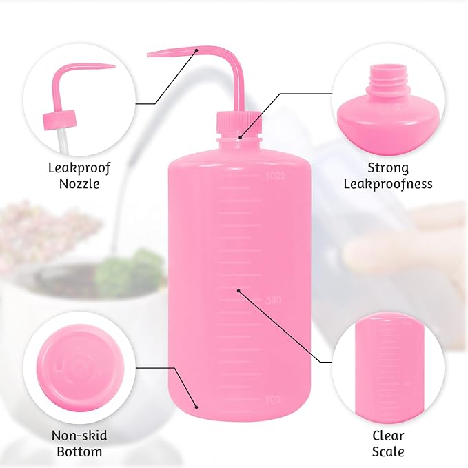 4 Packs Tattoo Wash Bottle Water Squirt Squeeze Diffuser Bottles (Pink, 1000ml)