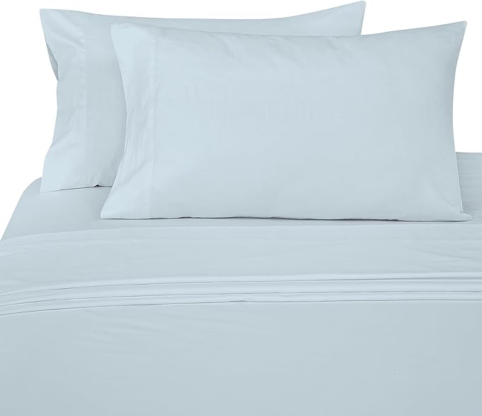 ROYALE LINENS Bamboo Viscose Queen Sheet Set - Cooling Bed Sheet Set - 1 Fitted, 1 Flat & 2 Pillowcase - Fits Up to 16" - Organic Viscose Derived from Bamboo - Bedding Sheet Set (Queen, Ballad Blue)