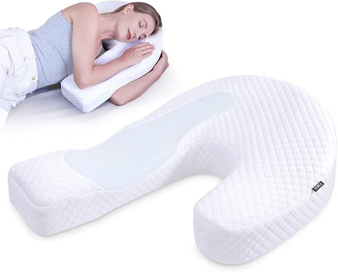 HOMCA Side Sleeper Pillows for Adults, Memory Foam U Shaped Pillows for Neck Pain Relief with Firm Support for Cervical Alignment, Cervical Neck Pillow for Side Sleepers (Upgraded Version)