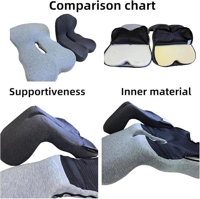 Memory Sponge Cushion, Pressure reducing Cushion, Ergonomic, Lumbar Support Pillow (All Black)
