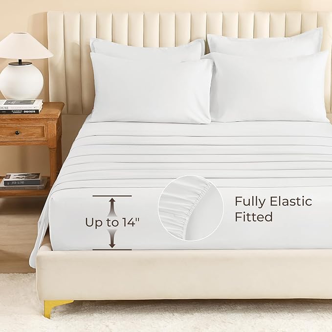 Litanika Comforter King Size Set White - 7 Pieces Bed in a Bag King Bedding Comforter Sets, Plain Lightweight Bed Set with Comforter, Sheets, Pillowcases & Shams
