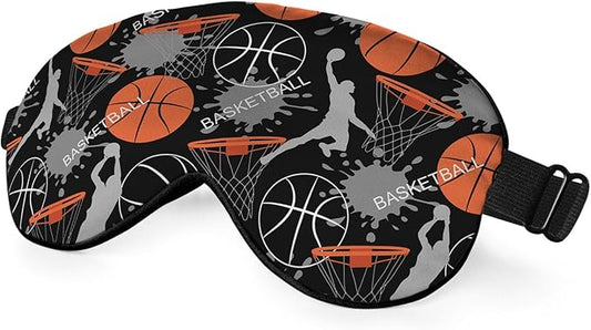 Basketball Game Silk Eye Mask Sleep Mask Sports Youthful Energetic Athletes Eye Mask with Adjustable Strap Lightweight for Women Work Travel Night Sleep