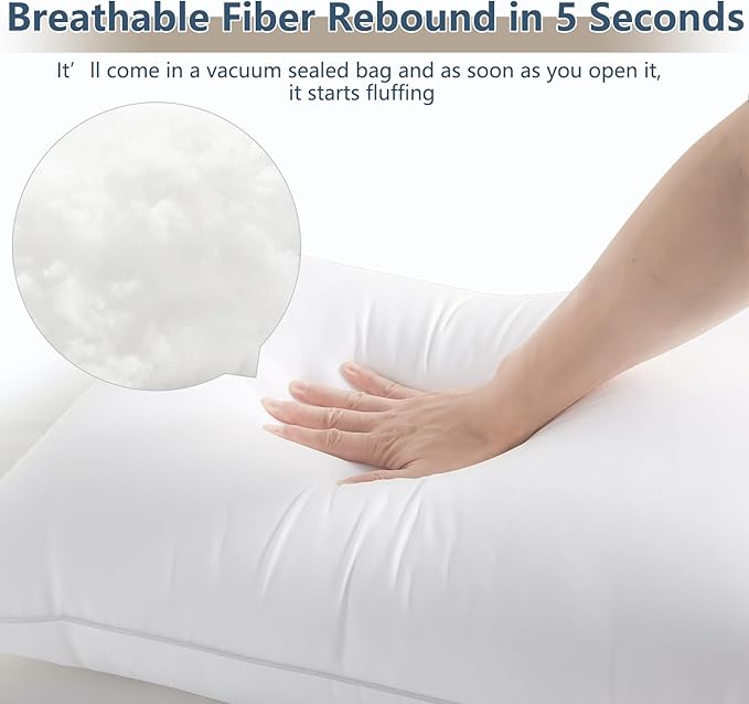 CozyLux Soft Supportive Bed Pillows for Side and Back Sleepers, Oeko-Tex Certified Down Alternative Filling, Hotel Quality Fluffy Sleeping Pillow, White, Standard - 18" x 26", 1 Pack