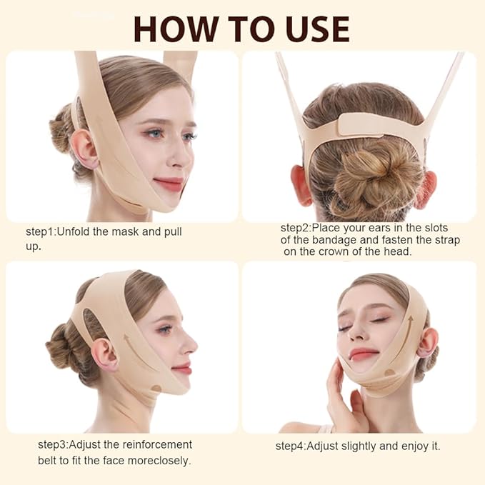 V Line Lifting Mask, Chin Strap for Sleeping, Reusable Double Chin Reducer, Jaw Exerciser, Face Slimming, Sagging Prevention, Medium
