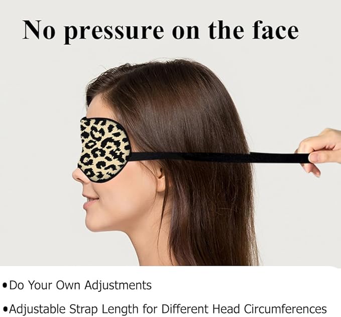 Leopard Eye Mask Sleeping Mask Animal Fur Patches Speckled Plaque Sleep Masks Silky Soft Eye Cover for Women Men Shading Blindfold for Air Travel Sleeping