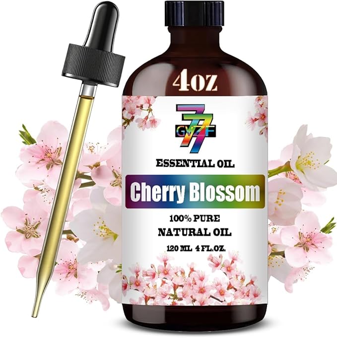Cherry Blossom Essential Oil - Cherry Blossom Oils for Diffusers, Humidifiers, DIY Candles, Soap, Cleaning, Home, Office, Yoga, Massage, Gifts - 4 fl oz (120 ml) - GV77ZF