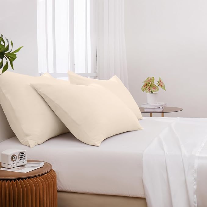 Pillowcases Queen 12 Pack, 20x30 Pillow Cases with Envelope Closure, Soft Plain Brushed Microfiber Covers Breathable Wrinkle-Resistant, Beige
