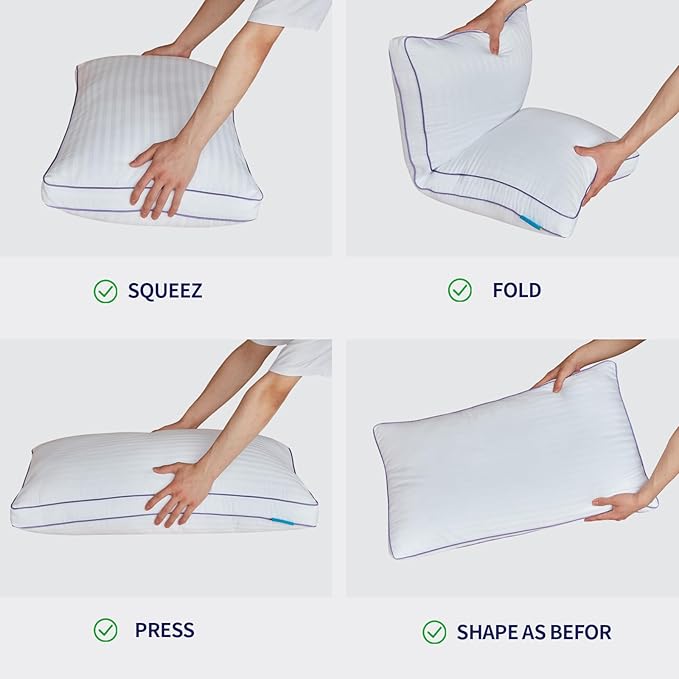 SLEEPDIARY Standard Pillows Set of 2,Hotel-Quality Bed Pillows with Zipper for Adjustable Loft, Machine Washable, Down Alternative Filling for Back, Side & Stomach Sleepers, White