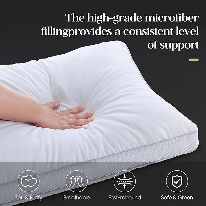 Goose Down Bed Pillows King Size Set of 2 (White), Hotel Collection Pillows for Sleeping, Gusseted Pillow for Side, Back, or Stomach Sleepers, 20" x 36"