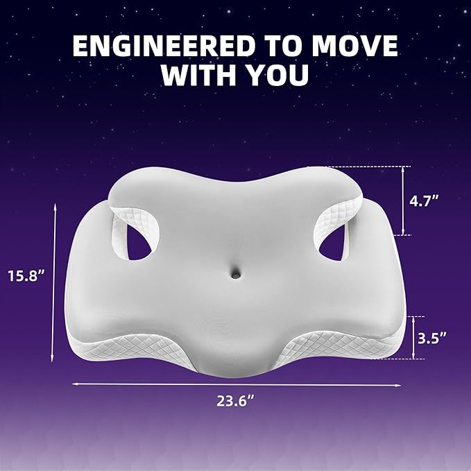 Ergo Cervical Pillow for Neck and Shoulder Pain Relief,Cooling Orthopedic Contour Memory Foam Pillows,Side Sleeper Pillows for Neck Support,King Size Bed Pillows for Back Stomach Sleepers(Ash Grey)