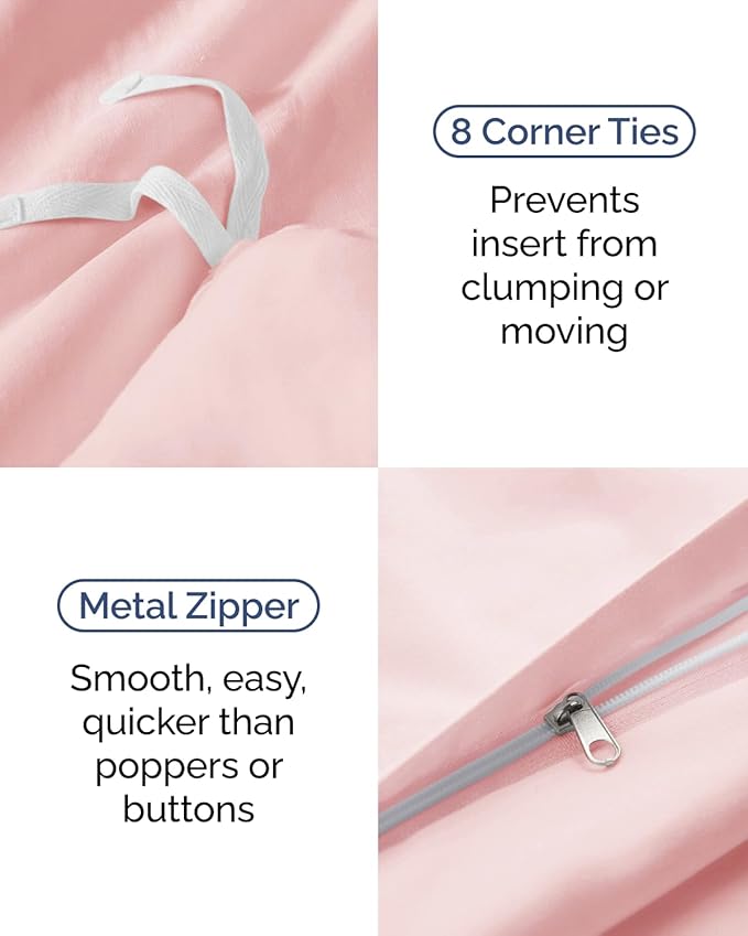 Duvet Cover Twin/Twin XL Size Set - Extra Soft Twin/Twin XL Duvet Cover 68" x 90" with 1 Pillow Sham - Hotel Luxury, Easy Care, Fade Free with Zipper Closures & Ties - Comfy & Breathable (Baby Pink)