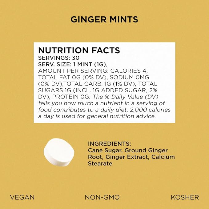 SIMPLY MINTS Natural Ginger Breath Mints, 6 Pack (180 Pieces), Made with Real Ginger Oil | Aspartame-Free, Sorbitol-Free, Xylitol-Free, Vegan, Kosher, Non-GMO