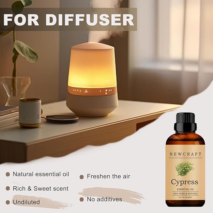 Cypress Essential Oils, 100% Pure and Natural Essential Oil for Aromatherapy Diffuser - Cypress/1 Fl Oz