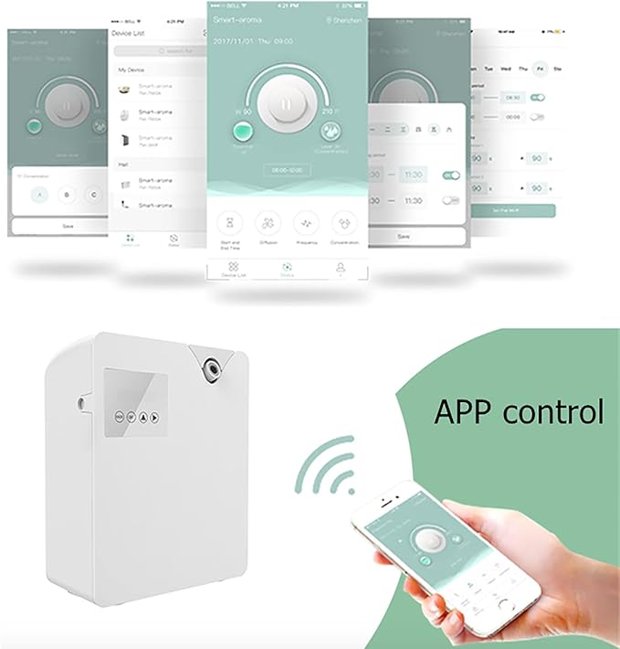 Smart WiFi Essential Oil Diffuser,300ml Square Aroma (Coverage: 300-400m³), Timing+smart Control,Quiet Air Humidifier,for Hotel/Home/Office