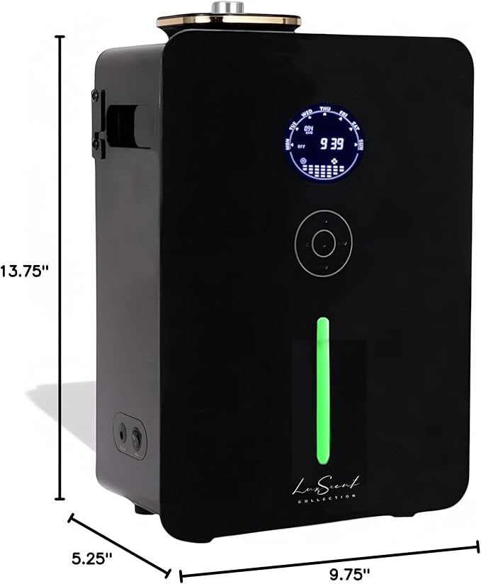 Aroma Scent Diffuser Bellagio - for Up to 3500sq ft HVAC System or Stand Alone - Fragrance Oil Hotel Diffuser Heatless, Waterless, Smart Timer, No Residue, Home Essential Oils Diffusers (Black)