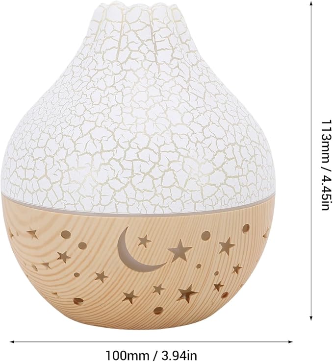 Essential Oil Diffuser, Mini Ultrasonic Air Diffuser Humidifier Luminous Hallow Silent Auto Shut Off USB Aromatherapy Diffuser for Home Office Spa (White Crack Light Wood Grain)