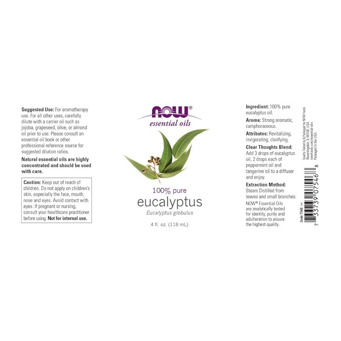 NOW Foods Eucalyptus Globulus Oil, 4 Fluid Ounce