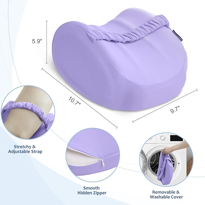 KingPavonini Cooling Knee Pillow for Side Sleepers Hip Pain, Memory Foam Leg Pillow for Side Sleeping with Strap, Ergonomic Hip Pillow for Spine Aligning, Back Pain, Knee Pain, Sciatica, Pregnancy