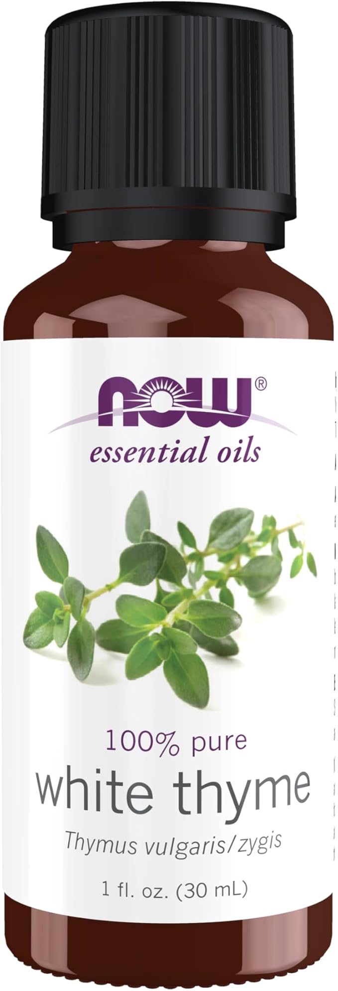 NOW Essential Oils, White Thyme Oil, Empowering Aromatherapy Scent, Steam Distilled, 100% Pure, Vegan, Child Resistant Cap, 1-Ounce
