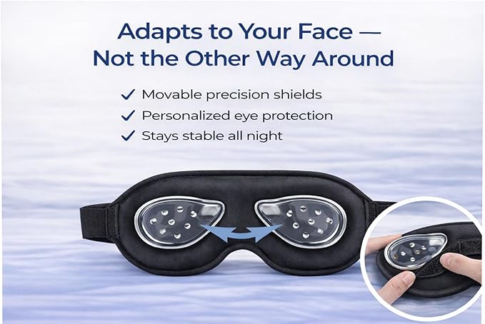 Sleep Mask for Cataract & LASIK Recovery – Adjustable Precision Shield System – 3D Contoured Eye Protection for Comfortable Sleep.