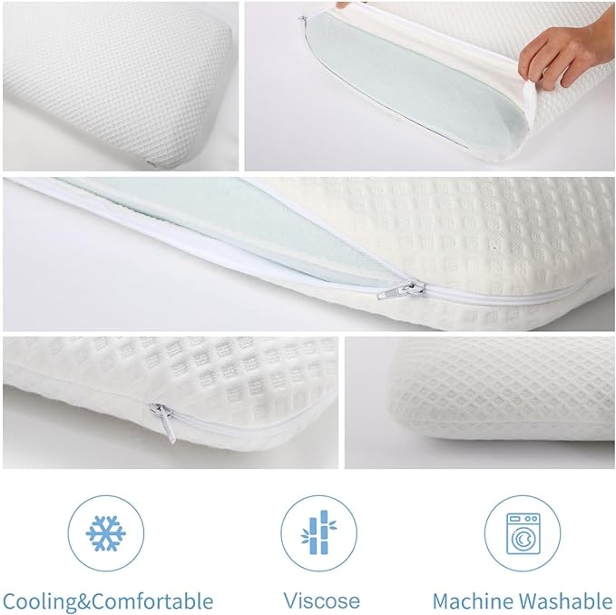 DLIGHT BD Ultra Slim 2.7" Stomach Sleeping Gel Infused Memory Foam Pillow- Ultra Thin and Flat Design for Stomach and Back Sleepers