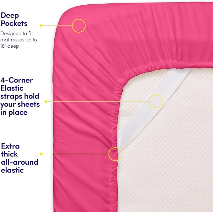 1500 Supreme Collection Twin XL Sheet Sets Fuschia - 3 Piece Bed Sheets and Pillowcase Set for Twin XL Mattress - Extra Soft, Elastic Corner Straps, Deep Pocket Sheets, Twin XL Fuschia