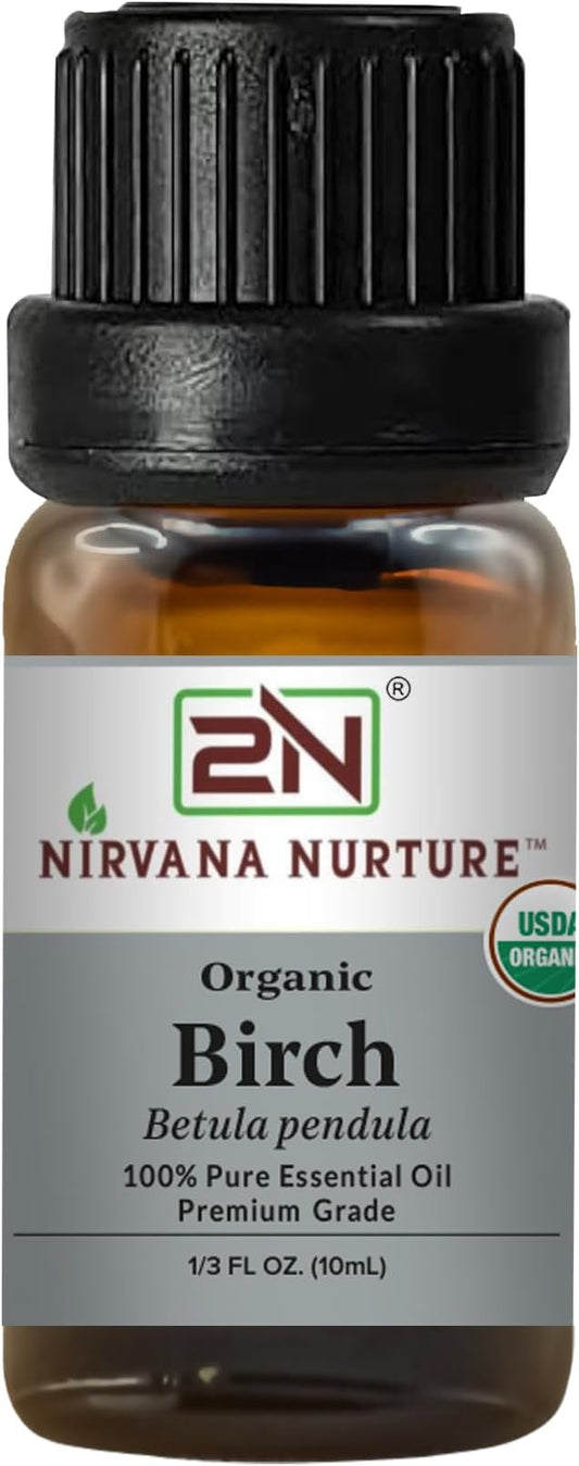 Birch Essential Oil, USDA Certified Organic, 100% Pure Undiluted, Aromatherapy Oil for Diffuser, Hair & Skin Care