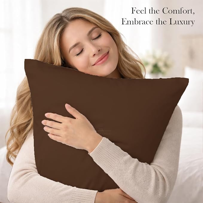400 Thread Count 100% Egyptian Cotton Queen Size Pillowcases Set of 4, Soft & Breathable Sateen Weave, Envelope Closure, Hotel Luxury Bed Linen, Durable & Fade Resistant, 20"x30", Chocolate