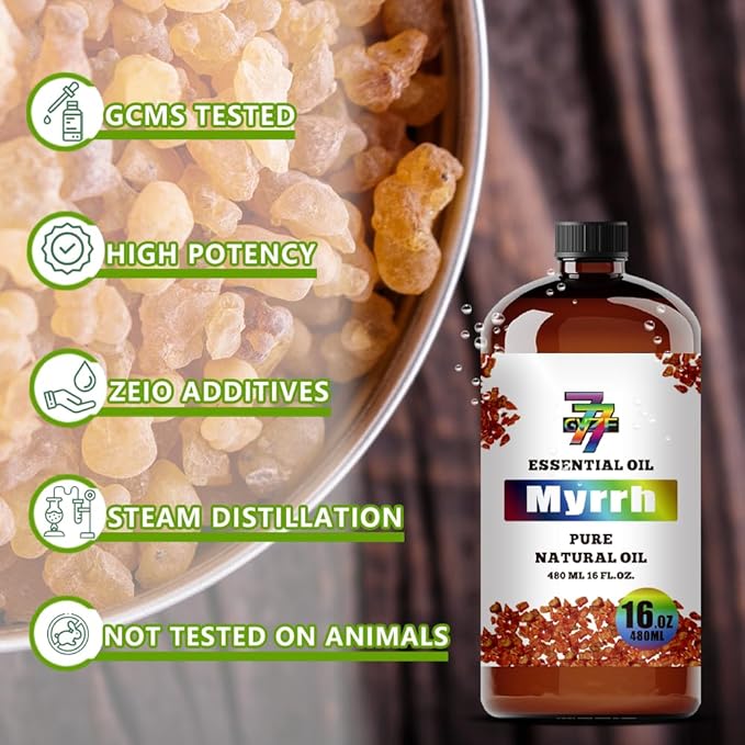 Myrrh Essential Oil - Myrrh Oils for Diffusers, Humidifiers, DIY Candles, Soap, Cleaning, Home, Office, Yoga, Massage, Gifts - 16 fl oz (480 ml) - GV77ZF