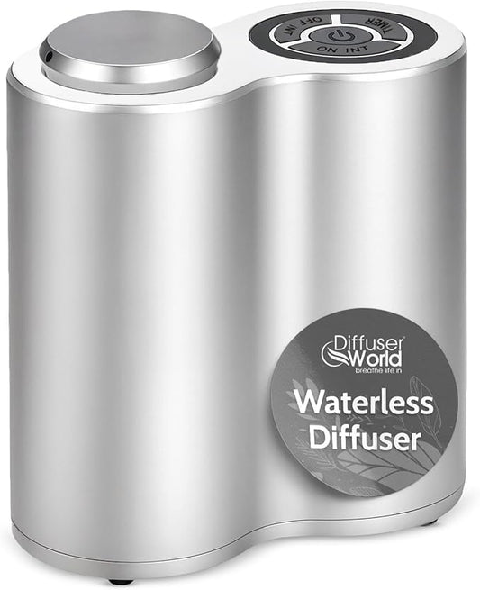 800 Sq Ft Waterless Diffuser for Essential Oils, Aroma Infinity Silver Portable Aroma Atomizer for Room Fragrance, Home Scent Machine, Air Aromatherapy Oil Diffusers