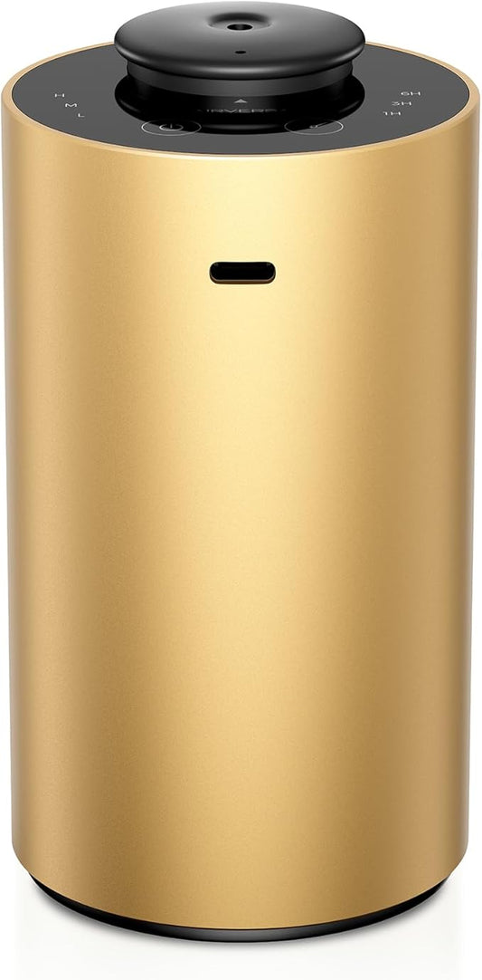 Airversa Waterless Essential Oil Diffuser for Home, Rechargeable and Portable Scent Diffuser with 3 Countdown Timers & Mist Levels for Car Room Studio Office, Scenta Lux Premium Metal Gold