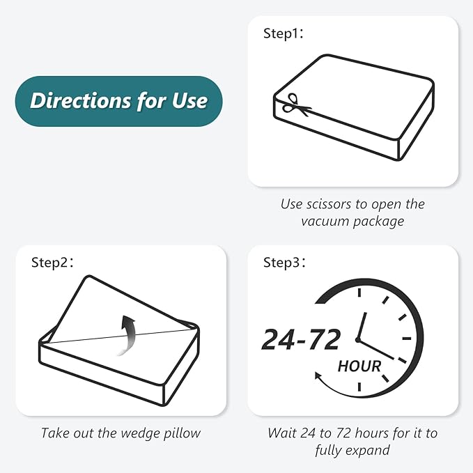 Bed Wedge Pillow Set for Sleeping 3 PCS - 16.5" Wide Triangle Pillow for Back Leg Pain Relief with Washable Cover - 35D Foam Wedge Pillow Post Surgery for Acid Reflux & Snoring (White Blue)