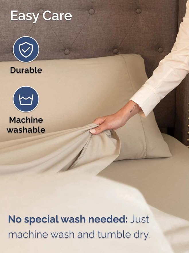 Extra Deep Full Sheet Set - 6 Piece Breathable and Cooling Sheets - Hotel Luxury Bedding for Women, Men, Kids & Teens - Easy & Secure Fit - Soft, Wrinkle Free and Comfy - Extra Deep Pockets - Cream