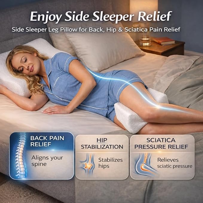 Contour Original Hourglass Knee Pillow for Side Sleepers with Adjustable Strap - Memory Foam Leg Support Cushion Between Knees for Hip & Spine Alignment - Ergonomic Leg Pillow for Side Sleeping