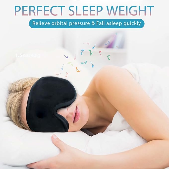 Sleep Eye Mask for Men Women, 100% Light Blocking 3D Sleeping Mask, Soft Breathable Sleep Eye Mask with Adjustable Velcro for Flight Nap, Relaxing Zero Pressure Night Blindfold