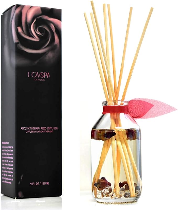 Reed Diffuser Set, Velvet Rose Scented Oil Diffuser with Sticks, Home Fragrance Accessories for Bathroom Shelf Decor, Aroma Diffusers for Home or Office Desk, USA Made