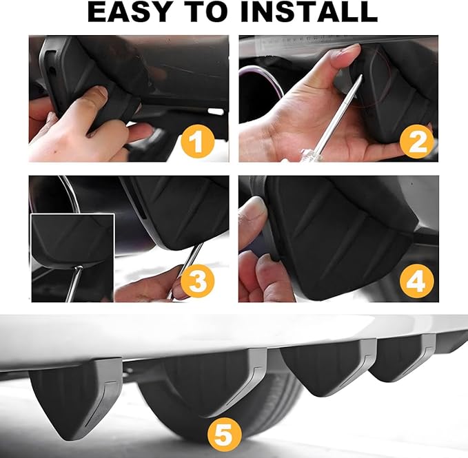 KVAEY 4 PCS Car Rear Lower Bumper Wing Lip Diffuser, Shark Fin Vehicle Spoiler Wing Rear Bumper Decoration, Universal Spoiler Fin Protector with Screw for Cars Trucks SUVs (Black)