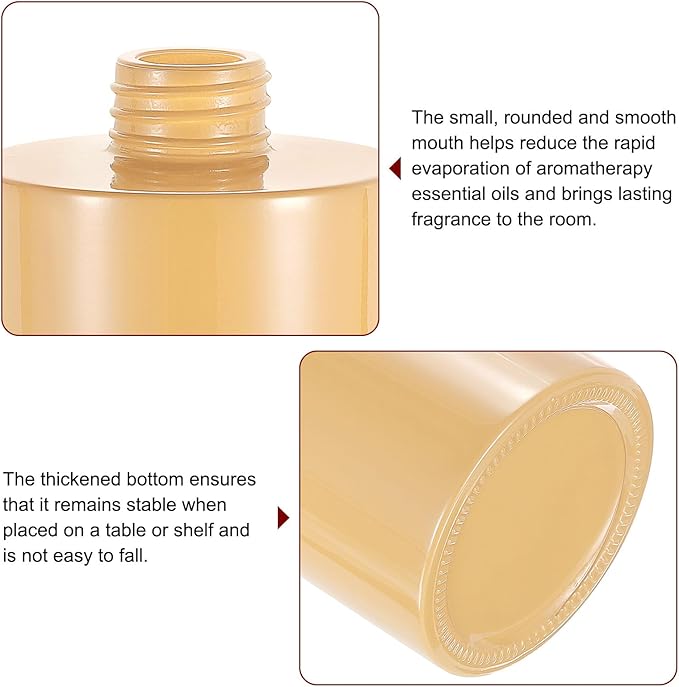 HARFINGTON 4pcs Empty Glass Diffuser Bottle 140ml/4.7oz Refillable Fragrance Accessories Aromatherapy Jar Container for Replace Reed Diffuser Home Bathroom Pale Orange with Gold Tone Cap