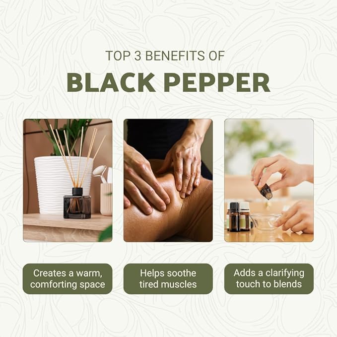 Black Pepper Essential Oil - Direct from Madagascar Farms - Steam Distilled - Aceite Pimienta Negra for Aromatherapy, Massage, Diffuser, DIY Candle and Soap Making - 8oz