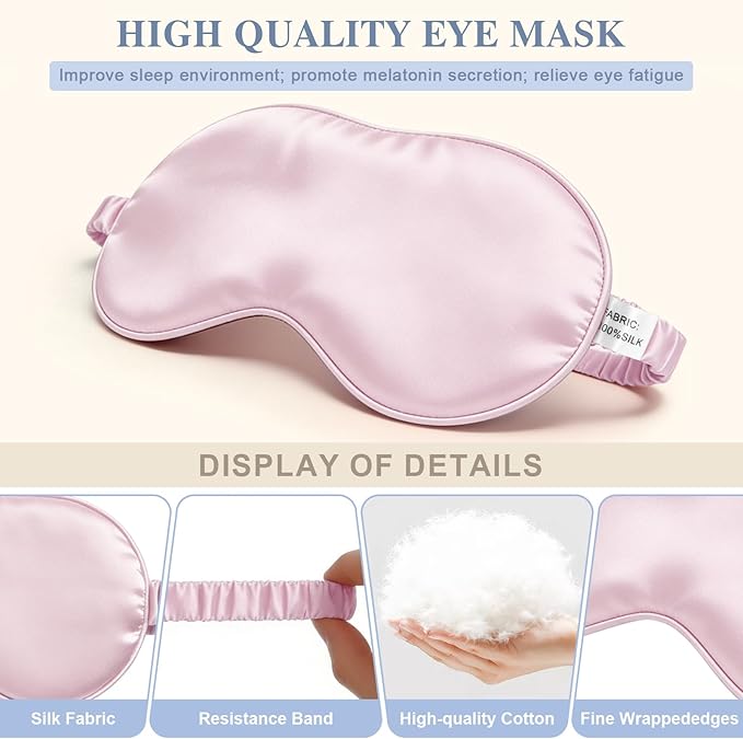 Silk Sleep Mask,Eye Mask for Sleep Women Men,Mulberry Sleeping Mask with Adjustable Strap,Blindfold Blackout Eye Mask for Travel and Full Night's Sleep,Nap