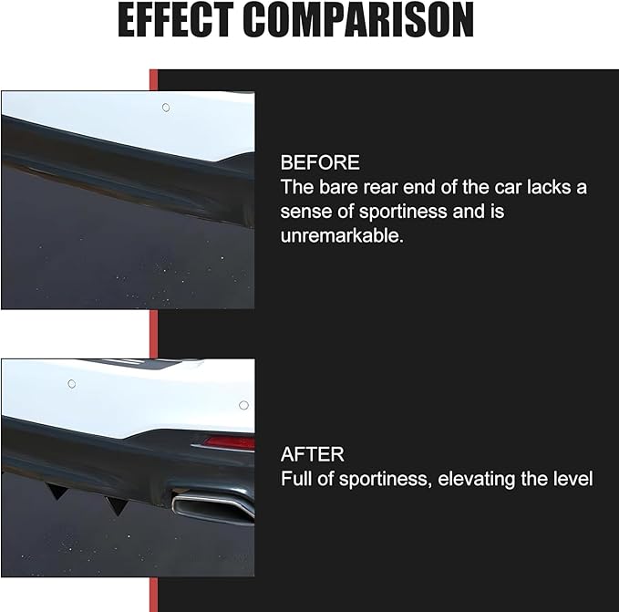 4 PCS Car Lower Bumper Lip Diffuser, 4.9" x 2.5" Spoiler Fin Protector, Vehicle Rear Splitter Lip Wing, Universal for Most Cars (Bright Black)