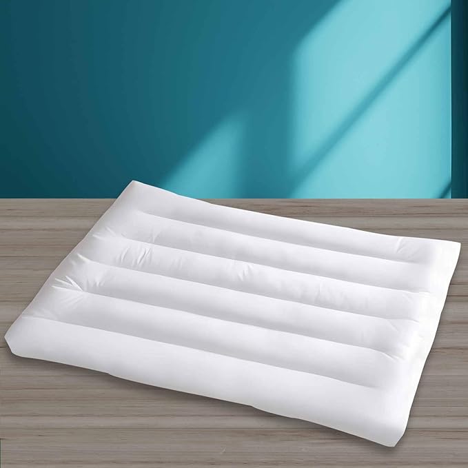 Ultra Flat Thin Pillows for Sleeping Queen Size, 3" High Slim Bed Pillow for Back Stomach Sleepers Down Alternative Filling Hypoallergenic White 18x30 in