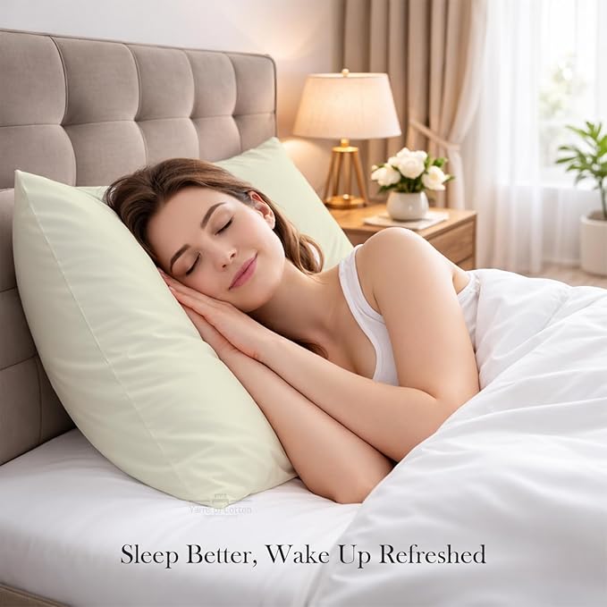 400 Thread Count 100% Egyptian Cotton Queen Size Pillowcases Set of 4, Soft & Breathable Sateen Weave, Envelope Closure, Hotel Luxury Bed Linen, Durable & Fade Resistant, 20"x30", Ivory