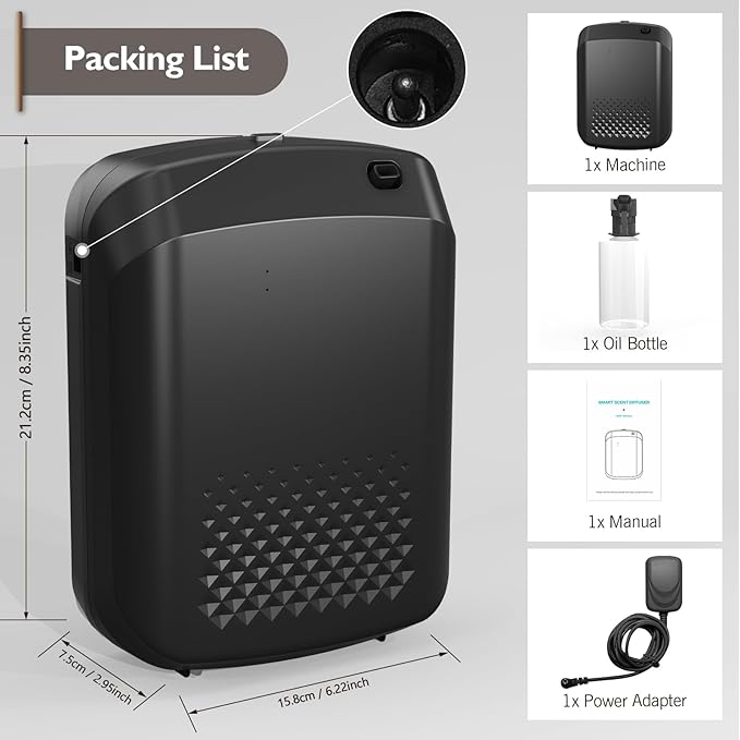 Waterless Essential Oil Diffuser, Yofuly Smart Scent Air Machine for Home, Cold Air Fragrance Diffuser for Large Area, Spa, Office and Business Use, 1500 Sq. Ft Coverage Hotel Collection Diffuser